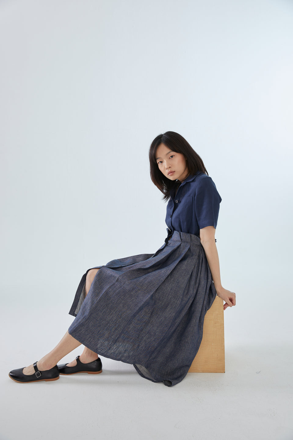 PLEATED SHIRT DRESS