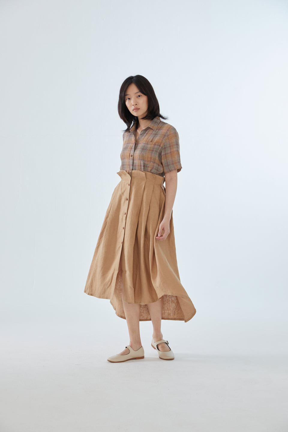 PLEATED SHIRT DRESS