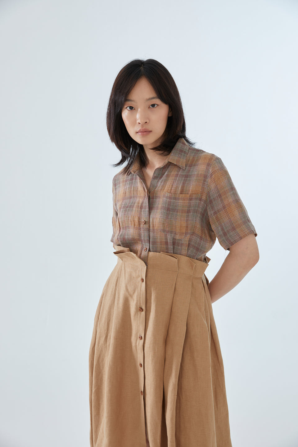 PLEATED SHIRT DRESS