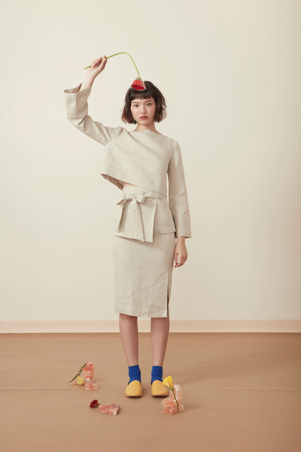 SLIT SKIRT WITH OBI