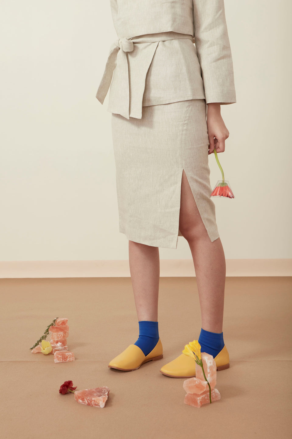 SLIT SKIRT WITH OBI