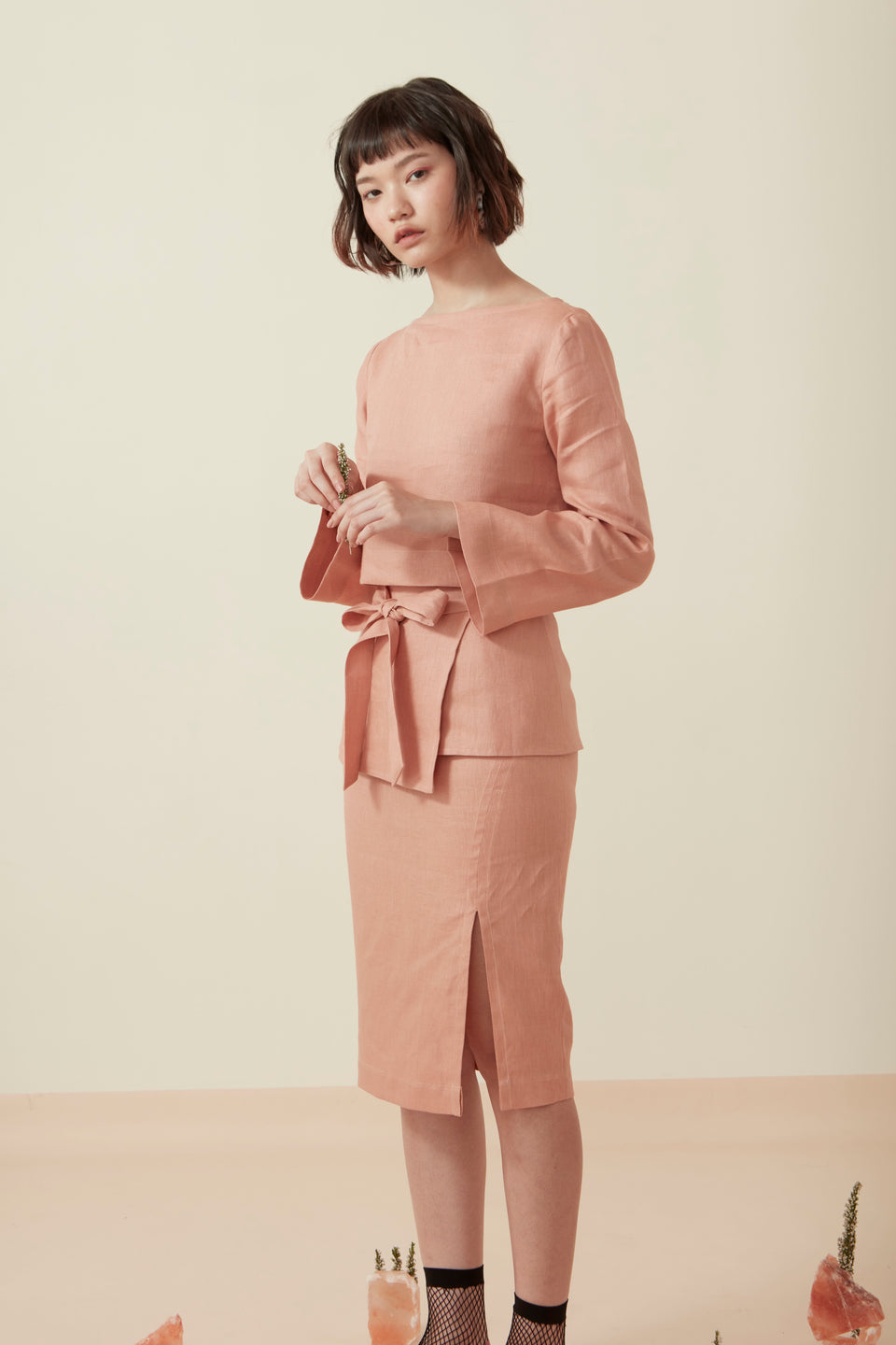 SLIT SKIRT WITH OBI