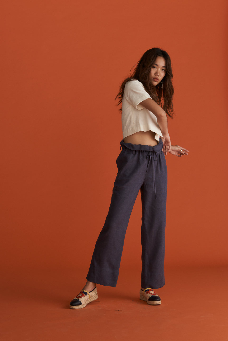 TIE-WAIST TROUSERS